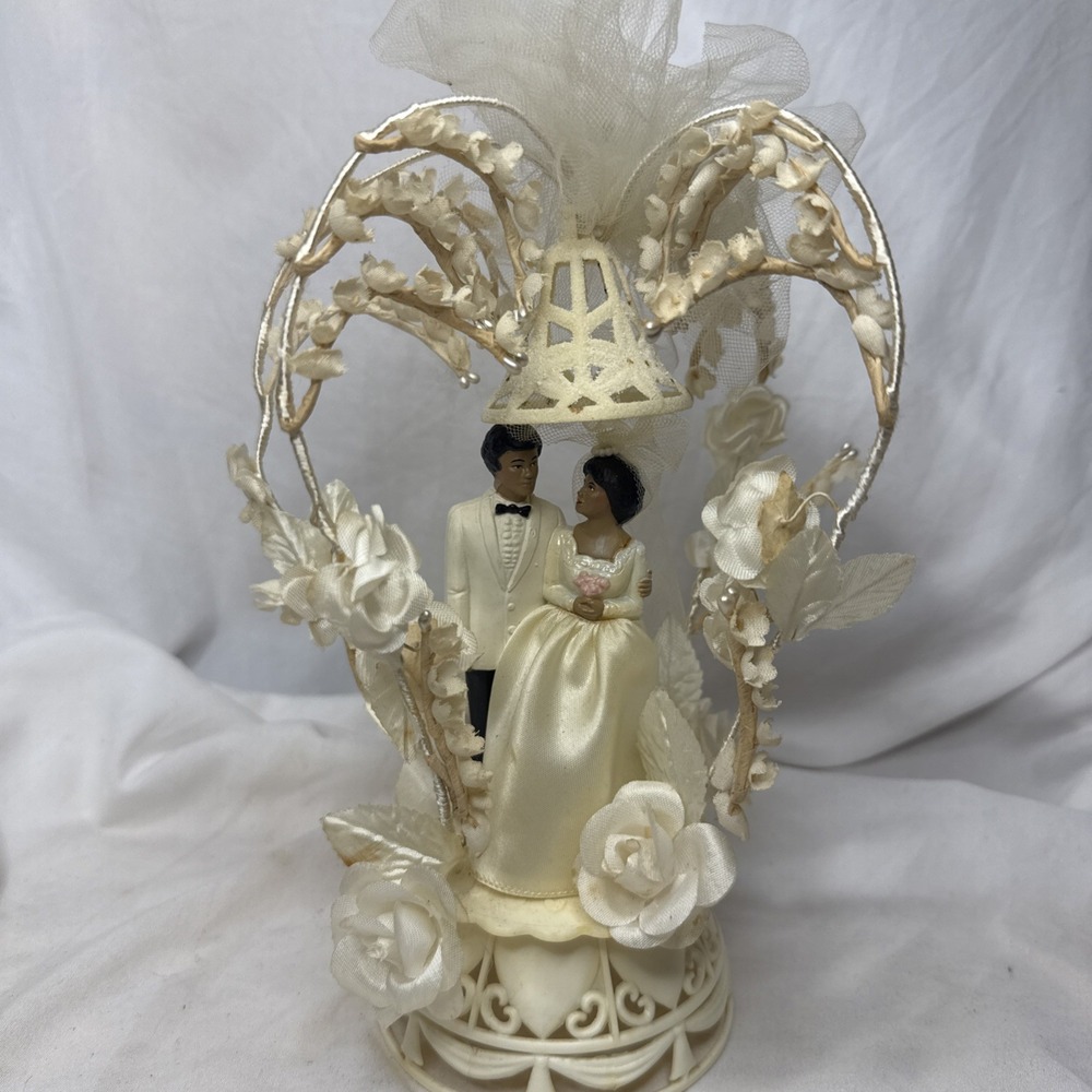 Vintage African American Wedding Couple Cake Topper 1980 Coast Novelty Made NZ